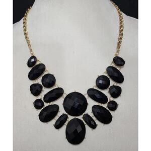 Charming Charlie Black Statement Bib Necklace Chunky Bold New Price 🔥